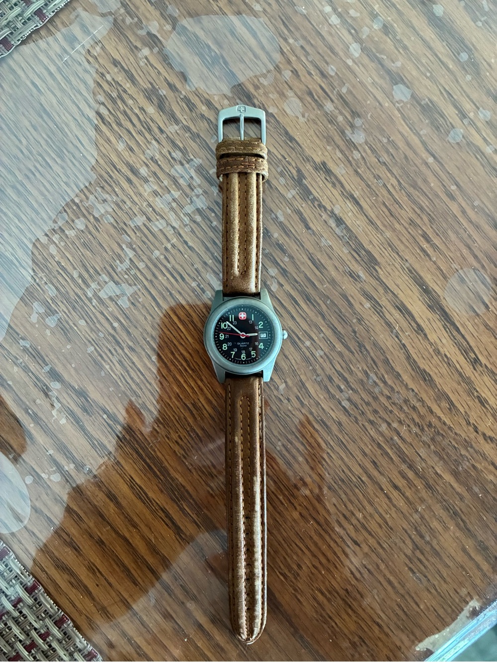 Ladies Swiss army Marlboro vintage 1990’s  Black Dial with Brown Leather Strap